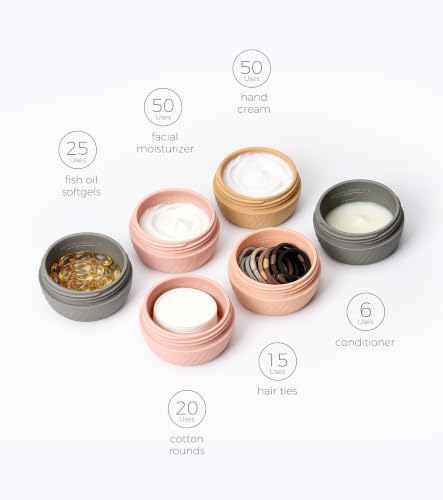 Image of TakeToday Travel Containers for Toiletries, 2oz, 4 Pack, Apricot | Air Travel Leak-Proof, TSA Approved, Silicone Jars with Lid, for Cosmetics & Toiletries