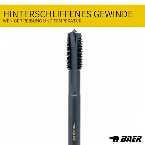 BaerCoil BAER Gewindeschneider Set M3 - M12 - HSSE EDELSTAHL - Maschinengewindebohrer Durchgangsloch + Kernlochbohrer - Edelstahlbohrer - Gewindebohrerset - Gewindeschneidsatz