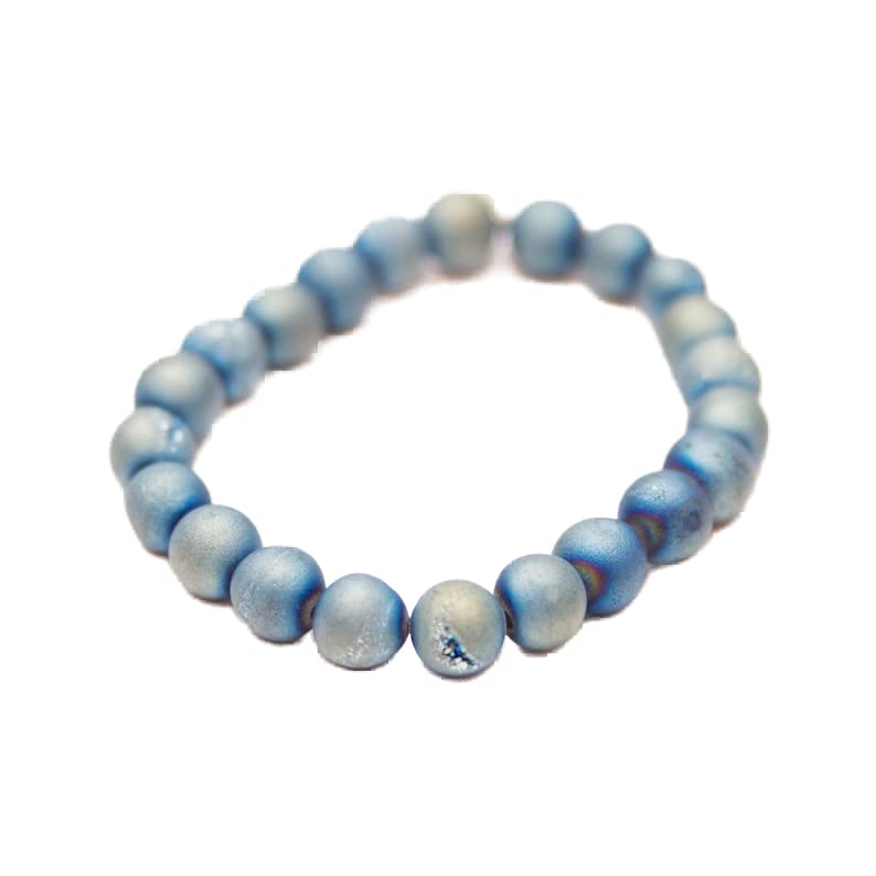 Bracelet pierres bleues quartz druzy de qualité supérieure 8mm