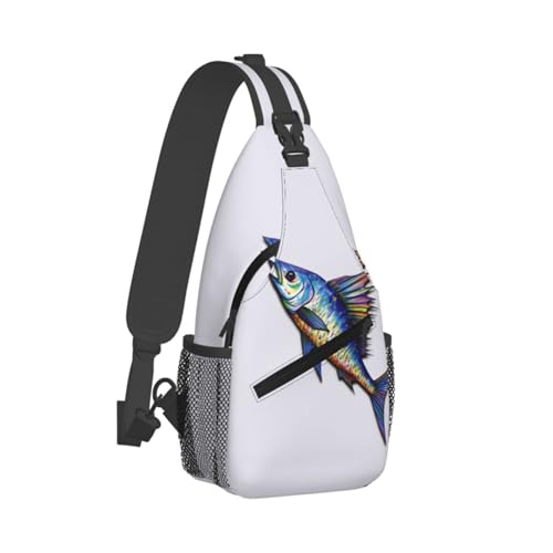 Fish art Cross Chest Bag para Hombre y Mujer miniatura 2
