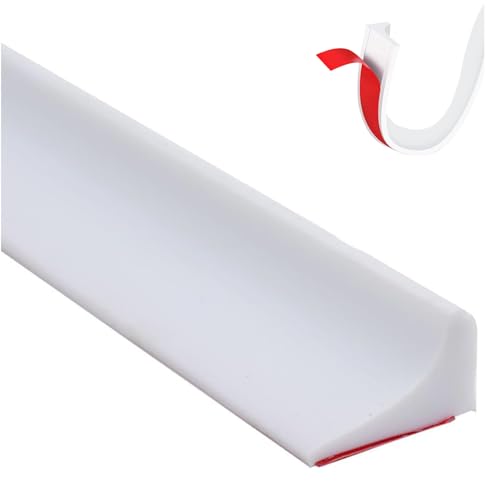 Bibykivn Schwallschutzleiste Dusche Selbstklebend 100cm, Silikon Duschschwelle Wassersperre, Schneiderei Wasserdichter Streifen für Nass-Und Trockentrennung Küche Badezimmer (L-Weiß, 1m)