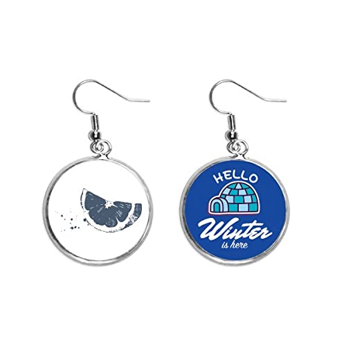 Pendientes de gota artesanales con patrón de limón y efecto hielo