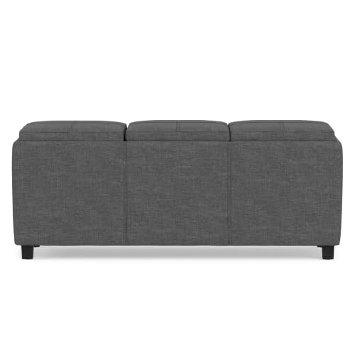 SIMPLIHOME Avalon 42" Wide Linen Look Fabric Storage Ottoman in Slate Grey by SIMPLIHOME - Used condition - Image 6