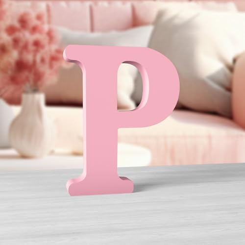 Aruatu Lettres en bois brut rose de 15,2 cm pour décoration murale, lettres debout pour décoration murale, loisirs créatifs, projets de fête à la maison (P)