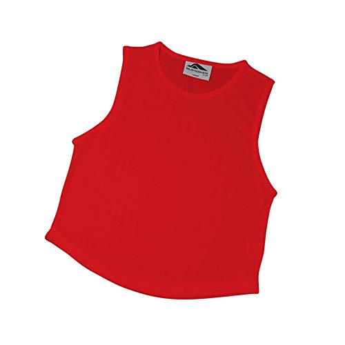 MUSTAGHATA - MUSTAGHATA – Unisex Club Chasuble Sports – 100% Polyester Openwork Mesh – AFS Technology – Air Circulation and Moisture Wicking – Red – Junior Size