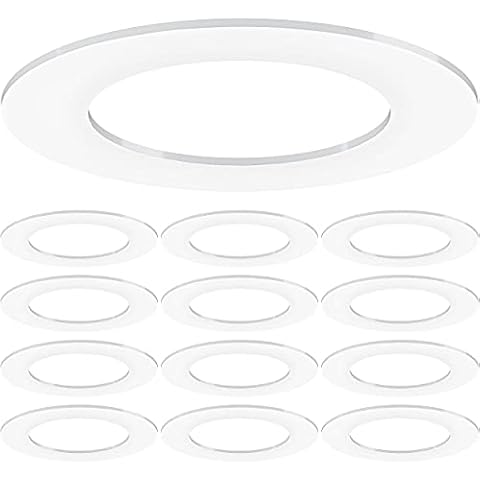 Sunco Lighting 12 Pack White Goof/Trim Ring Fits 4 Inch Recessed Downlights, Outer Diameter 6.7-inch, Inner Diameter 4.25-inch, Durable Plastic Design, Flush Mount to Cover Messy Ceilings Cover