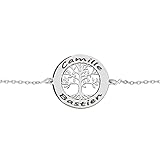 Finition qualité Bijouterie 1001 Bijoux Bracelet argent rhodié (Argent 925‰ + protection Rhodium) petit Arbre de Vie 20mm contour à graver 15,5+3cm + écrin (offert) + Certificat d\'Authenticité Argent 925‰