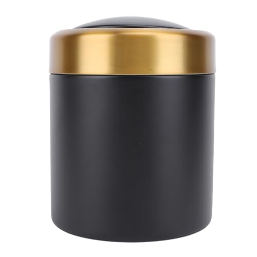 Bote de basura pequeño de acero inoxidable negro para mesa papelera con tapa 6