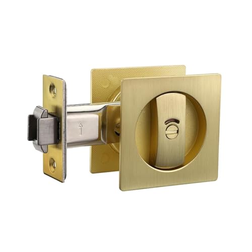 Cerradura de Puerta Corredera con Indicadores Codificados en Color, Aleación de Zinc, Diseño de Pestillo con Doble Gancho Embebido, Seguridad para Hogar y Oficina (Dorado)