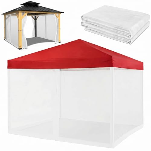 Tappio 10x10 Mosquito Net with Zipper for Patio Camping Gazebo and Canopy Tent, Outdoor Gazebo Replacement Mosquito Netting Tent Screen Wall, Ultra Fine Mesh(Only Net No Frame), White