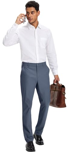 Tyhengta Men's Golf Pants 30"/32"/34" Lightweight Comfy Stretch Work Dress Pants Lron Grey 34Wx30L — view 4