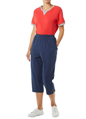 AmeriMark Women’s Capri Pants - Full Elastic Waist Pedal Pushers - Ladies 100% Cotton Pull-On Cropped Pants - Side Pockets3