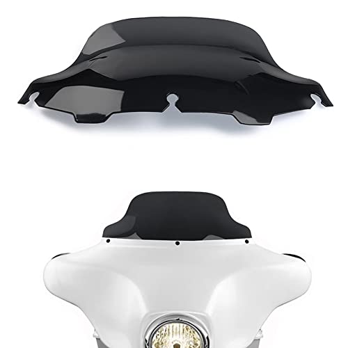 Image of Black 8 inch Wave Windshield Windscreen Compatible for 1996-2013 Harley Davidson Street Glide Electra Glide Ultra Classic Touring FLHT FLHTC FLHX Tri Glide 96-13
