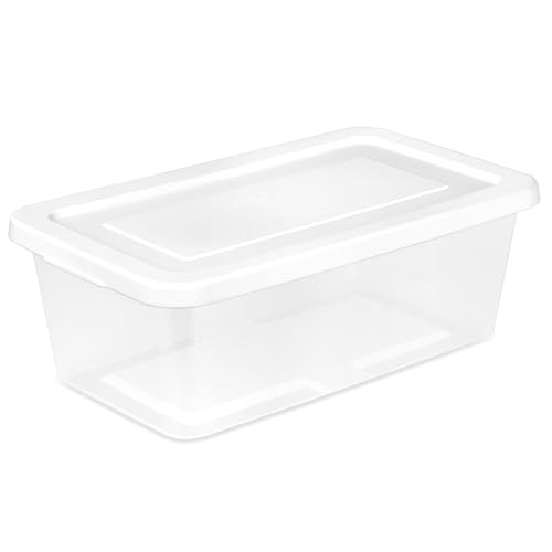 Sterilite Storage Boxes, Stackable Clear Plastic Bins, 6 Quart, 24-Pack