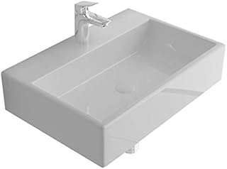 Alpenberger Nano-Beschichtigung Aufsatz&Hänge Waschbecken 52x36 cm | Eckiges Ausgussbecken aus hochwertiger Keramik | Lotuseffekt Waschtisch