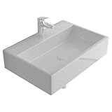 ECHTER BLICKFÄNGER IN IHREM BADEZIMMER - Dieser herrlich weiße, funktionale Aufsatz -& Hänge-Waschtisch von Alpenberger bietet genau das, was einen echten Blickfänger im Badezimmer ausmacht. Die gefällige puristische Form und glatte Oberflächenstruktur verleiht morgendlichem Zähneputzen und Rasieren einen gebührenden Frischekick. Die Ablageflächen bieten Platz für Waschutensilien und all die kleinen Dingelchen, die man in unmittelbarer Nähe benötigt.