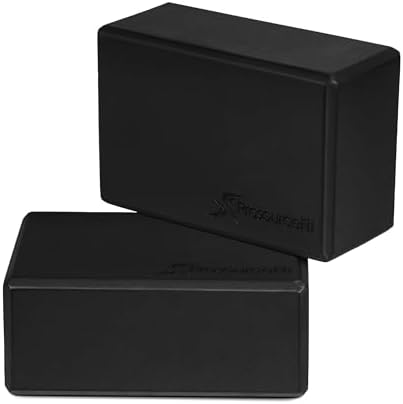ProsourceFit Foam Yoga Blocks Set of 2, High Density EVA Yoga Bricks, Sturdy Yoga Prop Large Size 4â€ÂÂx 6â€Â x 9â€Â (Black) (ps-2403-blocks-black)