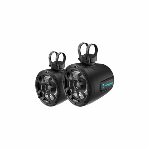 Image of Diamond Audio POD65F4B 6.5 inch 2-Way Marine /Powersports Waketower Speaker Pods, Loaded Cans with LED Lighting, 300 W Max Power, IP65 Water Resistant and UV Stable, Stainless Mesh Grilles Included (Black)