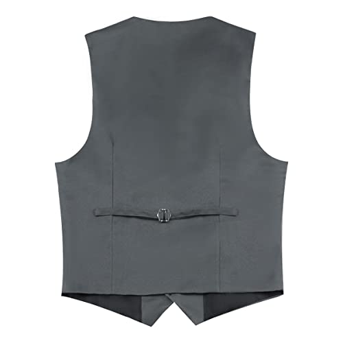 YOUTHUP Homme Gilet Costume Formel Gilets Sans Manche Vest Pour Business d'Affaire Mariage Slim Fit, V-Gris Foncé, XS - Image 3
