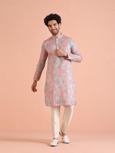 Image of KISAH Men's Pashmina Printed Kurta Pyjama Set | Festive Wedding Party Ethnic Wear