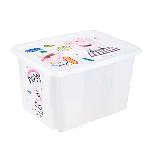Image of keeeper Peppa Pig Storage Box with Lid, Stackable and Rotatable, For Children, 30 L, Karolina, Natural Transparent