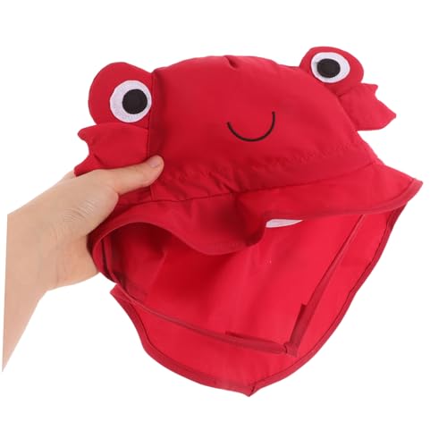 BESPORTBLE Boys and Girls Wide Brim Sun Hat Neck Flap for Uv Cute Cartoon Crab Quick-Dry Bucket Cap for Boy Girl Years Old for Beach Adventures Red4