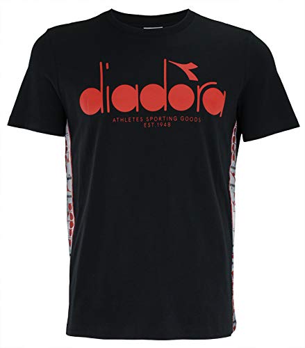 Diadora men's 5palle offside cotton t-shirt, black/red capital, l…