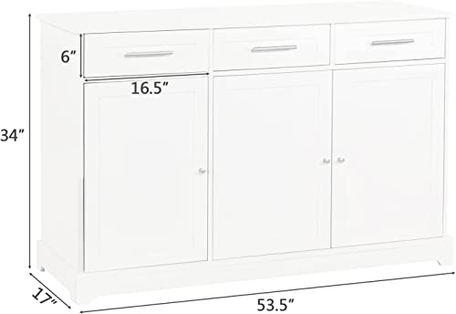 Vingli Sideboard Cabinet Buffet Table Kitchen Storage Cabinet White Credenza Sideboards And Buffets With Storage Coffee Bar Cabinet With 3 Drawers And Doors For Home Kitchen, Dining Room, Living Room #TOP1