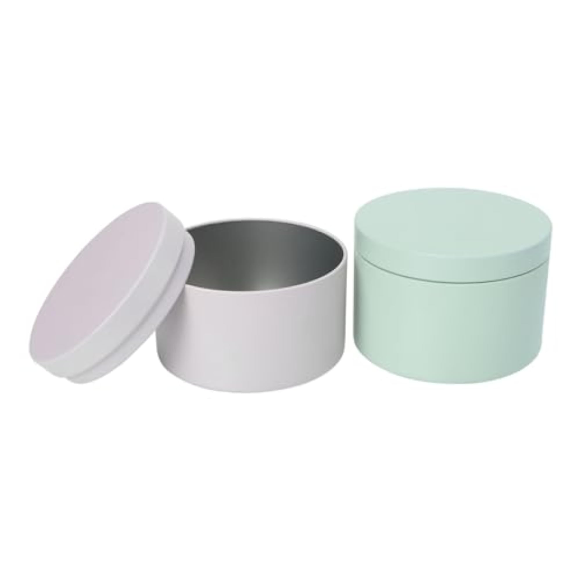 2pcs Tinplate Candle Canisters with Lids, Round Storage Tins