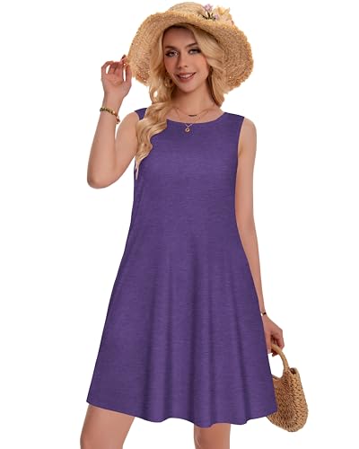Image of Summer Dresses for Women Beach Boho Sleeveless Vintage Floral Flowy Pocket Tshirt Tank Sundresses 2026