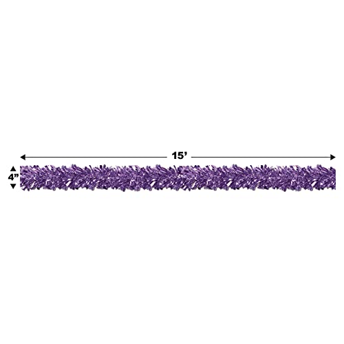 Beistle Metallic Festooning Garland Hanging Decorations, Birthday Party Supplies, 4" X 15', Purple #TOP1