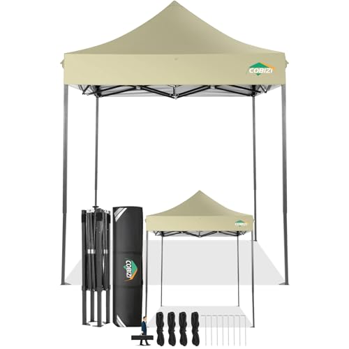 Image of COBIZI 10x20 Pop Up Canopy Tent,Heavy Duty Canopy(Khaki White No Sidewalls)