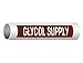 ComplianceSigns.com Glycol Supply (White Legend On Brown Background) ASME A13.1 Pipe Label Decal, 8x2 inch 5-Pack Vinyl for Pipe Markers