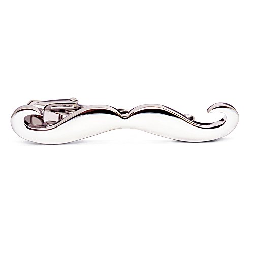 Honey Bear Barba Bigote Clip Pasador de corbata -Talla normal/ skinny Para Hombre Necktie, Acero inoxidable,Boda Negocio Regalo (Plata 5.6cm)