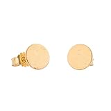 Edler Echtschmuck mit kleiner runden Platte auf einem Stecker. Tolle Qualität, sehr sauber gearbeitet. Die Ohrstecker für Frauen sind aus 925er Sterling Silber mit 18 Karat vergoldet. Verfärbungen sollten bei guter Pflege nicht vorkommen. Nickelfrei