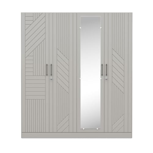 Image of Wakefit Wardrobe for Bedroom | 3 Yr Warranty | Cupboard for Bedroom, Almirah, Wooden Wardrobe, Comes with LED light, Storage Drawer, Mirror & Hanger, Density:680-750kg /m, Free Installation(Tyrian-LG)
