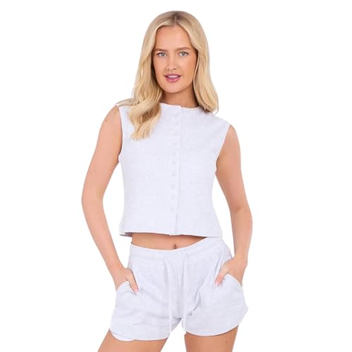 Ensemble côtelé femme : haut court et short à cordon