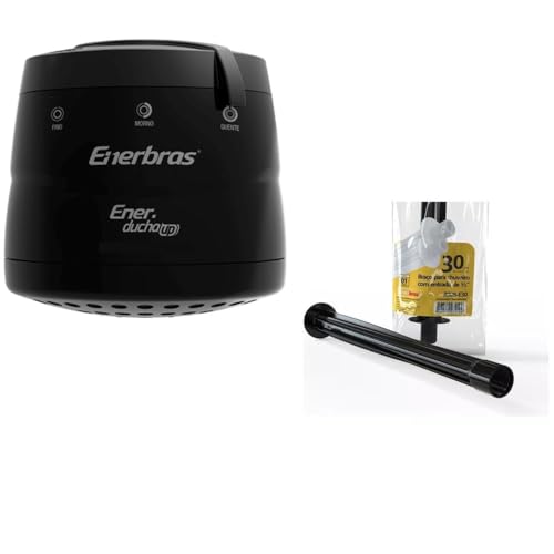 DUCHA ENERDUCHA UP4 PRETA COM CANO PRETO 30CM 127V 5500W ENERBRAS 4 TEMPERATURAS COMPATIVEL COM AQUE