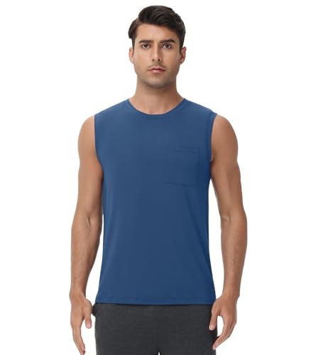 WiWi Men Pajamas Sleeveless Top Sleepwear T-Shirts Viscose from Bamboo Men's Tank Casual Loungewear Sleep Clothes Soft S-XXL4