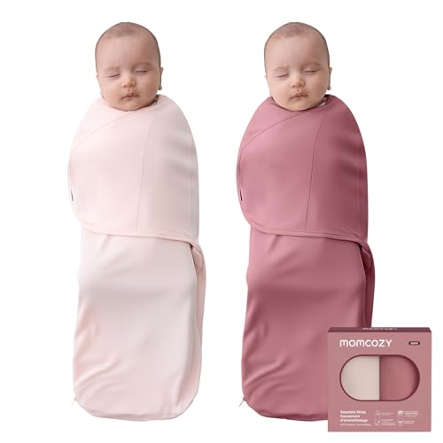 Image of Momcozy Baby Swaddles for 0-3 Months, Noiseless Fasteners & Easy Wrap Design, Perfect for New Parents, Unisex Gift Set of 2, Pink