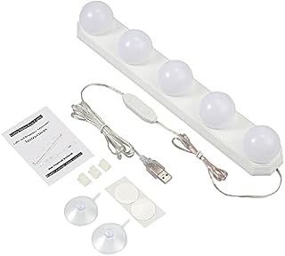 5 Led Bulb Hollywood Mirror Lights, Vanity Makeup Bathroom Dressing Table Light, USB Powered Makeup Mirror Lights with 3 Color Modes Brightness Adjustable for Bathroom Dressing Table Mirror Lighting