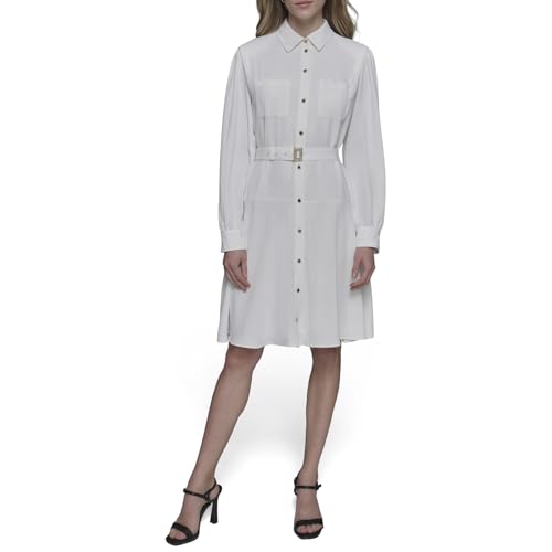 Image of Karl Lagerfeld Women's Long Sleeve Multifunctional Shirt Dress