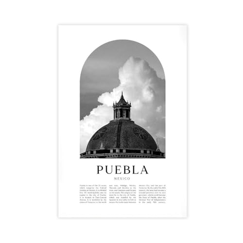 WANXU Puebla Travel Poster, Puebla Wall Art, Mexico City Art Canvas Poster Bedroom Decor Office Room Decor Gift Unframe 12x18inch