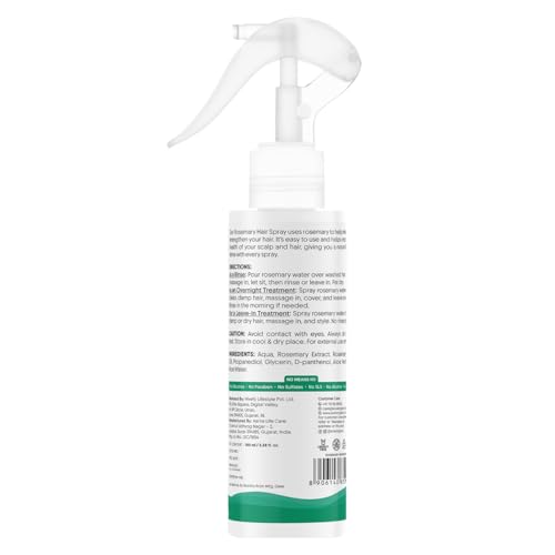 Aravi Organic Rosemary Water Hair Spray with Aloe Vera & Rice Water | Stimulates Hair Follicles, Boosts Hair Growth & Thickness, Reduces Hair Fall, Breakage & Dandruff | For Men & Women - 100ml