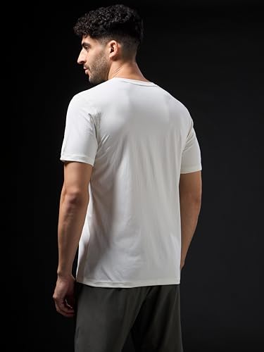 Image of TECHNOSPORT Men's Slim Fit Solid Crew Neck T-Shirt, Cotflex Quick Dry Wrinkle Resistant Polyester Sports Tee for Gym, Running, Training, Sports
