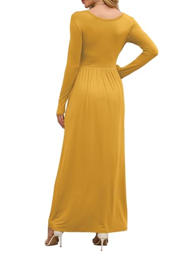 Image of DEARCASE Women's Maxi Dress Long Sleeve Crewneck Empire Waist Long Dresses