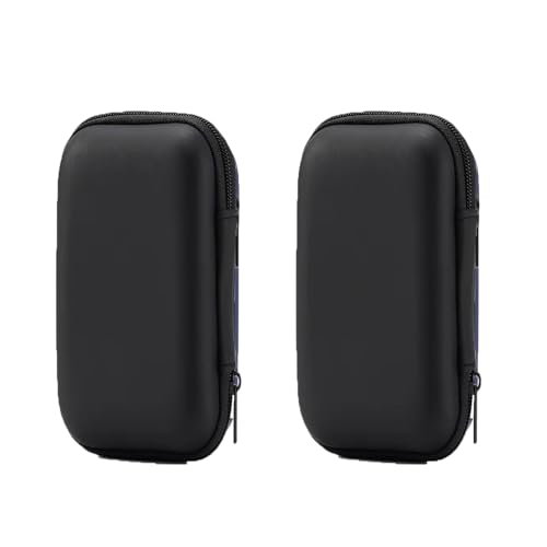 HoAhaMay 2 peças caixa de auriculares portátil, bolsa de armazenamento com compartimento interior, caixa de armazenamento rígida com fecho de correr eva, para mp3, auriculares, cabo de dados (preto)