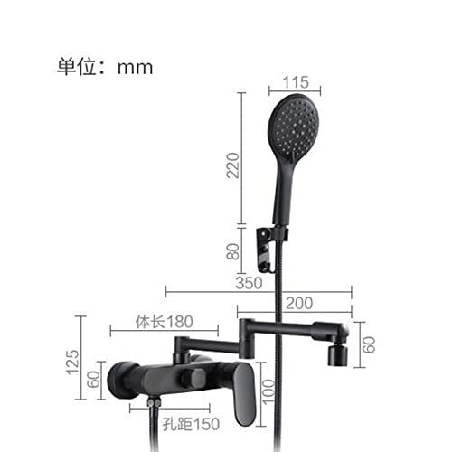 Robinet de baignoire robinets de bain muraux noir avec ensemble douche chaude froide