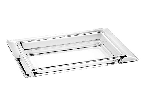 Barski - European Glass - Large Rectangular Serving Tray - Platter - With Rim - 15.7" Long, 12" Wide - Made in Europe