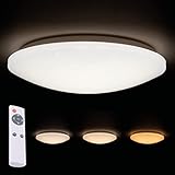 plafon sufitowy 40 cm LUZ ✓ Los leds integrados ofrecen 1.600 lúmenes con sólo 18 W de consumo. Puede seleccionar con el mando a distancia según necesite una luz más fría y brillante o una luz ambiental más cálida y suave. También puede usar la función de luz nocturna para evitar tener que encender una luz brillante por la noche.